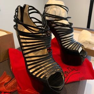 Christian Louboutin Black Leather Zoulou Booties